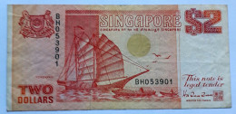 SINGAPORE - 2 DOLLARS - P 27  (1990)  - CIRC -  BANKNOTES - PAPER MONEY - CARTAMONETA - - Singapur