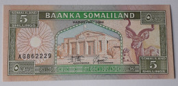 SOMALILAND - SOMALIA  - 5 SHILLINGS - P 1  (1994)  - UNC -  BANKNOTES - PAPER MONEY - CARTAMONETA - - Somalie