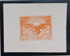 Baja.P) 1930 MEXICO, KOSSEL PROOF, LOWER CORNERS 10 PS ORANGE, EAGLE WITH SNAKE, XF - Mexico