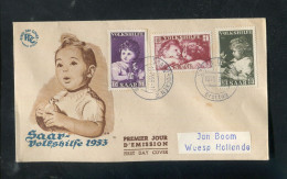 "SAARLAND" 1953, Mi. 344-346 "Volkshilfe, Gemaelde" FDC (70044) - FDC