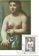 Carte Maximum - Tchecoslovaquie Ceskoslovensko - Pablo Picasso - Standing Woman Femme Narodni Galery Prague - Covers & Documents