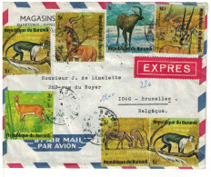 Burundi Lettre Avion Exprès Obl. Bujumbura 1975 > Bruxelles TP Animaux-Animals - Briefe U. Dokumente