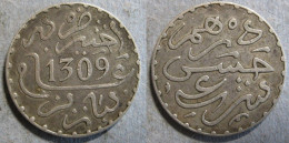 Maroc 1 Dirham (1/10 Rial) AH 1309 – 1891 Paris . En Argent, Lec# 116 - Y# 5 - Morocco