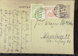 Polen: Postkarte Mit POLSKA. 5, 15 Und 10 Gr  MiF Aus PELPLIN Vom 7.5.1928 Nach Hamburg - Covers & Documents