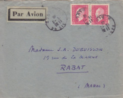Lettre Par Avion Obl. Paris 95 Le 15/2/46 Sur 1f50 X 2 Dulac N° 692 (tarif Du 1/1/46) Pour Rabat - 1944-45 Marianne Van Dulac