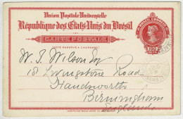 Brasilien / Brasil 1910, Bilhete Postal Exp. Maritima Pernambuco - Birmingham (England) - Postal Stationery