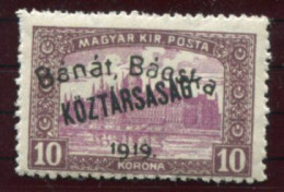 BANAT BACSKA 1919 Overprint On Parliament 10 Kr, With Köztarsasag MH / *.  Michel 35 - Banat-Bacska