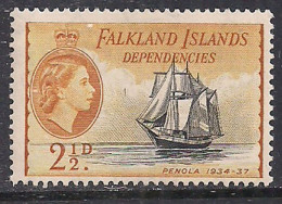 Falkland Islands 1954 QE2 2 1/2d Dependencies MLH SG G30 ( C591 ) - Falkland