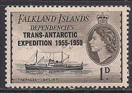 Falkland Islands 1956 QE2 1d Dependencies OVPT MLH SG G41 ( M1426 ) - Falkland