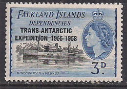 Falkland Islands 1956 QE2 3d Dependencies OVPT MLH SG G43 ( M1454 ) - Falkland