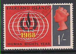 Falkland Islands 1968 QE2 1/- Human Rights Used SG 30  ( C1228 ) - Falkland