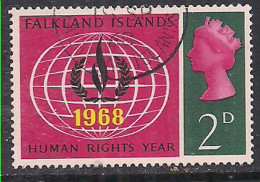 Falkland Islands 1968 QE2 2d Human Rights Used SG 28  ( C1418 ) - Falkland