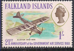 Falkland Islands 1969 QE2 1/-d Planes MLH SG 248  ( C1126 ) - Falkland