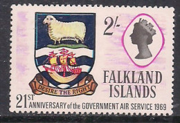 Falkland Islands 1969 QE2 2/-d Planes MLH SG 249  ( G62 ) - Falkland