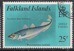 Falkland Islands 1981 QE2 25p Blue Whiting Used SG 415 ( G188 ) - Falkland