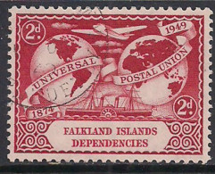 Falkland Islands Dependencis 1949 KGV1 2d UPU SG G22 Used ( F1413 ) - Falkland