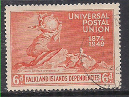 Falkland Islands Dependencis 1949 KGV1 6d UPU SG G24 Used ( D661 ) - Falkland