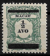 MACAU 1910 Postage Due Stamps Overprinted - ERROR INVERTED SURC. Md#141 MH (NP#70-P10-L6) - Unused Stamps