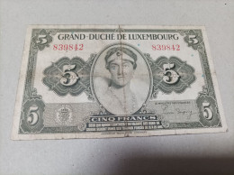 Billete De Luxemburgo De 5 Francos, Año 1944 - Luxembourg