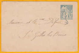 Circa 1881 - Réunion Entier Envel Mignonnette 5 C Alphée Dubois - Obl Losange Gros Points - St Gilles Les Bains En Ville - Storia Postale