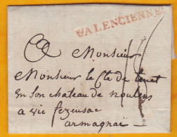 1788 - Marque De Valenciennes En Rouge Sur Lettre Vers Vic Fezensac, Gers, Armagnac - Règne De Louis XVI - 1701-1800: Vorläufer XVIII