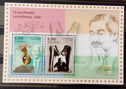 Luxembourg 2023, 75 Years Friendship With India - Sculpture From Azadi Amrit Ka Mahotsav, MNH S/S - Unused Stamps