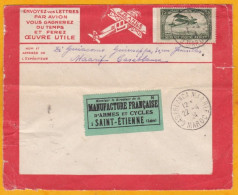 1924 - Enveloppe Par Avion Précurseur Lignes Aériennes Latécoère De Casablanca Maarif Vers Saint Etienne, France - Airmail