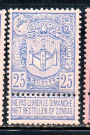 BELGIQUE BELGIE BELGIO BELGIUM 1894 COAT OF ARMS ANTWERP EXHIBITION ISSUE 25c MH - 1894-1896 Exhibitions