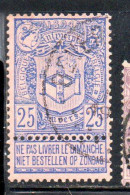 BELGIQUE BELGIE BELGIO BELGIUM 1894 COAT OF ARMS ANTWERP EXHIBITION ISSUE 25c USED OBLITERE' USATO - 1894-1896 Ausstellungen