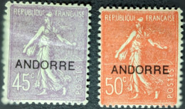 14* & 15* Semeuse Lignée Surchargé Andorre Andorra - Unused Stamps