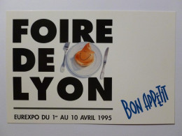 FOIRE DE LYON 1995 - Assiette Cuisine / Couteau Fourchette - Bon Appétit - Carte Publicitaire - Foires