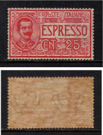 Regno 1903 - Espresso 25 C. - Nuovo Traccia/Residuo Linguella - MH* - Centrato - Eilsendung (Eilpost)