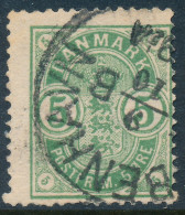 Denmark Danemark Danmark 1882: 5ø Green Arms Small Numbers, F Used, AFA 32 (DCDK00628) - Oblitérés