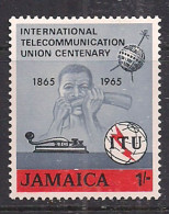 Jamaica 1965 QE2 1/-d I.T.U SG 247 MNH ( M780 ) - Jamaica (1962-...)