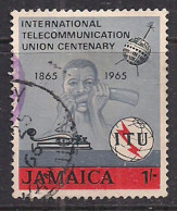 Jamaica 1965 QE2 1/-d I.T.U SG 247 Used ( L978 ) - Jamaica (1962-...)