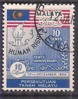 Malaya Fed 1968  QE2 10 Cents Human Rights SG 10 Used ( C1292 ) - Malaya (British Military Administration)