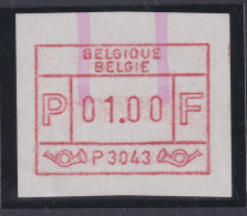 Belgien FRAMA-ATM P3043 La Louvière Mit ENDSTREIFEN-Ende ** Wert 01,00  Bfr. - Autres & Non Classés
