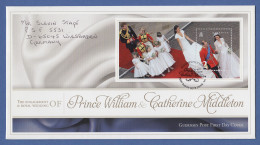 Guernsey Ersttagsbrief / FDC 2011 Mi-Nr. Block 56 Hochzeit William & Middleton - Guernesey