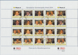 Österreich Olympia Medaillengewinner Athen 2004 Kpl. Bogen 20 Werte Gestempelt - Timbres Personnalisés