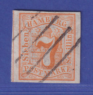 Hamburg 1859 Wertziffer 7 Schillinge Orange Mi.-Nr. 6 Gestempelt Gpr. Bühler - Hamburg