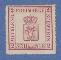 Mecklenburg-Schwerin 2 S Dunkelmagenta Mi.-Nr. 6a Ungebraucht * - Mecklenburg-Schwerin