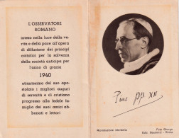 Calendarietto - L'osservatore Romano - Pis Pp XII - Anno 1940 - Petit Format : 1921-40