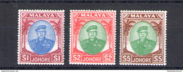 1949-55 Malaysian States - Johore - Stanley Gibbons N. 145-146-147 - Sultan Sir Ibrahim - 1$ - 2$ - 5$ - MH* - Altri & Non Classificati