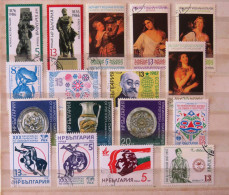 Bulgaria 1986 - 1987 Flowers Paintings Women Wrestling Soldier Monument Tableware - Used Stamps