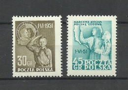 POLEN Poland 1951 Michel 688 - 689 * Pioneers Youth - Unused Stamps
