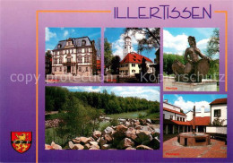 73736777 Illertissen Rathaus Kirche Illernixe Pfarrheim Brunnen Partie Am Fluss  - Illertissen