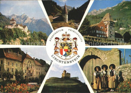 72372665 Liechtenstein  Staatswappen Schloss Vaduz Kapelle Steg Rotes Haus  Liec - Liechtenstein