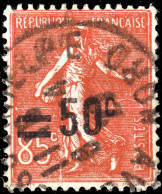 FRANCE - 1926/7 - YV.221 Surcharge Très Déplacée - Obl. B (petit Défaut) - 1922-26 Pasteur