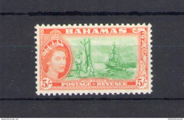 1954 BAHAMAS, Regina Elisabetta, 5s. Bright Emerald And Orange, Stanley Gibbons N. 214 - MNH** - Otros & Sin Clasificación