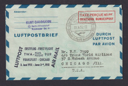 Flugpost Brief Air Mail Bund Ganzsache Luftpostfaltbrief LF 5 Erstflug TWA 969 - Cartoline - Usati